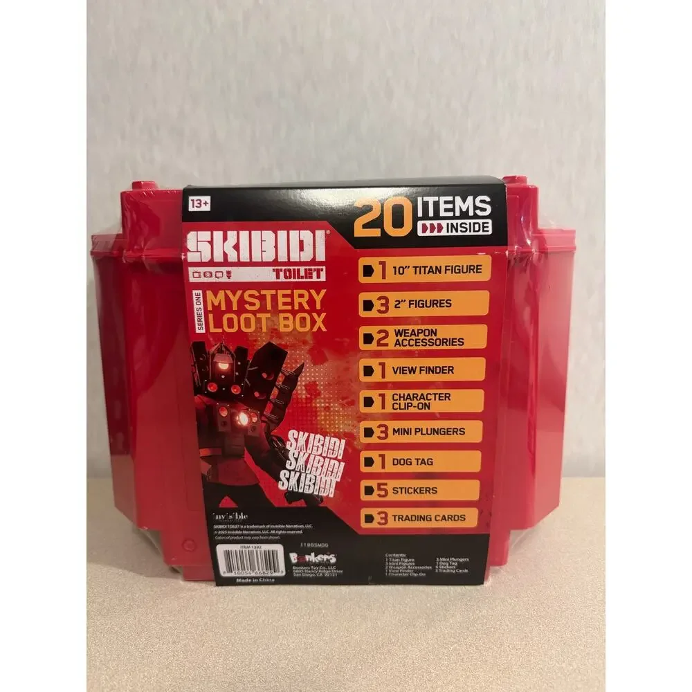 Bonkers Toys Skibidi Toilet Mystery Loot Box 20 Surprises Red Crate New